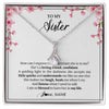 Alluring Beauty Necklace | Personalized To My Sister Necklace From Sister She's A Loving Friend Bestie Sister Birthday Graduation Christmas Pendant Customized Gift Box Message Card | siriusteestore