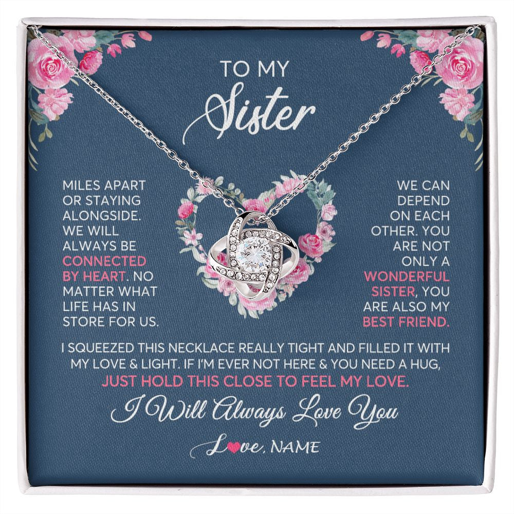 Love Knot Necklace | Personalized To My Sister Necklace From Sister You Are Also My Best Friend Sister Birthday Graduation Christmas Jewelry Customized Gift Box Message Card | siriusteestore