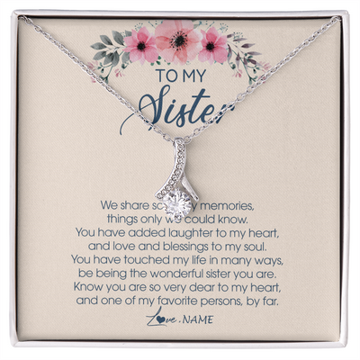 Alluring Beauty Necklace | Personalized To My Sister Necklace On Her Wedding Day We Share So Many Memories Sister Jewelry Birthday Graduation Christmas Customized Gift Box Message Card | siriusteestore