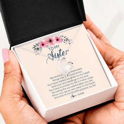 Forever Love Necklace | Personalized To My Sister Necklace On Her Wedding Day We Share So Many Memories Sister Jewelry Birthday Graduation Christmas Customized Gift Box Message Card | siriusteestore
