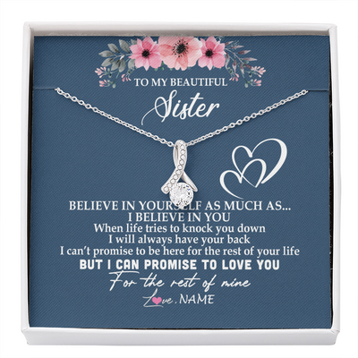 Alluring Beauty Necklace | Personalized To My Sister Necklace from Brother Sister Believe In Yourself Sister Birthday Graduation Christmas Customized Message Card | siriusteestore