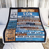 Personalized To My Son Blanket From Mom Dad I Love You Wood Son Birthday Christmas Thanksgiving Graduation Customized Fleece Blanket | siriusteestore
