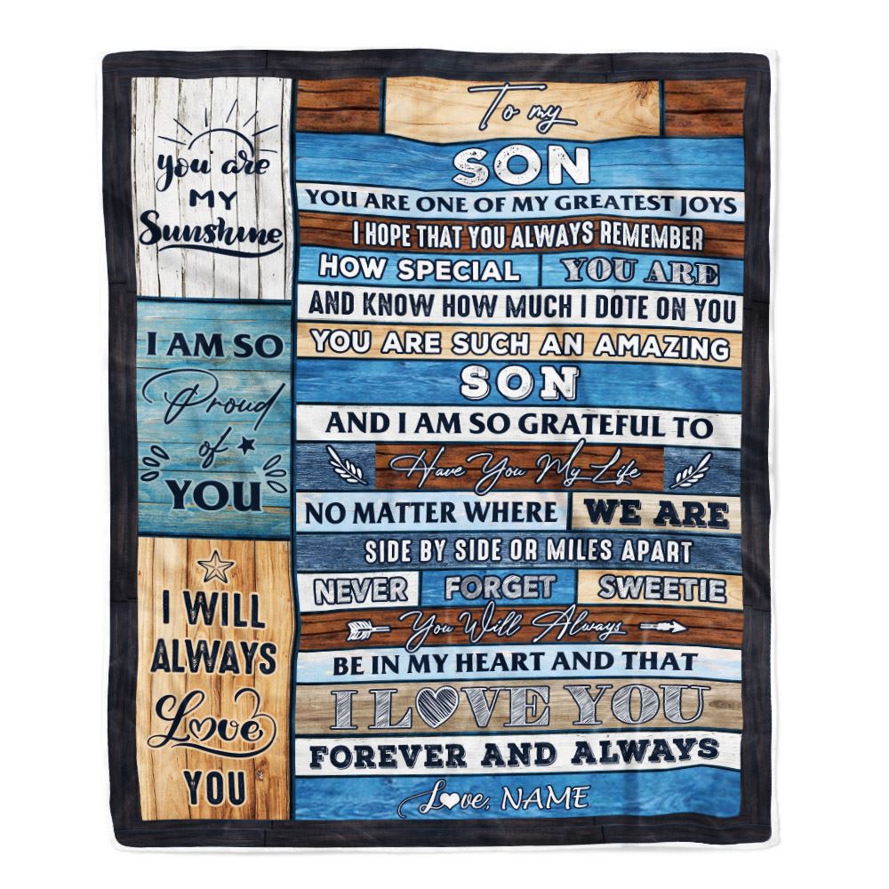 Personalized To My Son Blanket From Mom Dad Mother My Greatest Joys Son Birthday Graduation Christmas Customized Bed Fleece Throw Blanket | siriusteestore