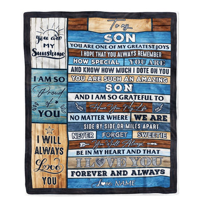 Personalized To My Son Blanket From Mom Dad Mother My Greatest Joys Son Birthday Graduation Christmas Customized Bed Fleece Throw Blanket | siriusteestore