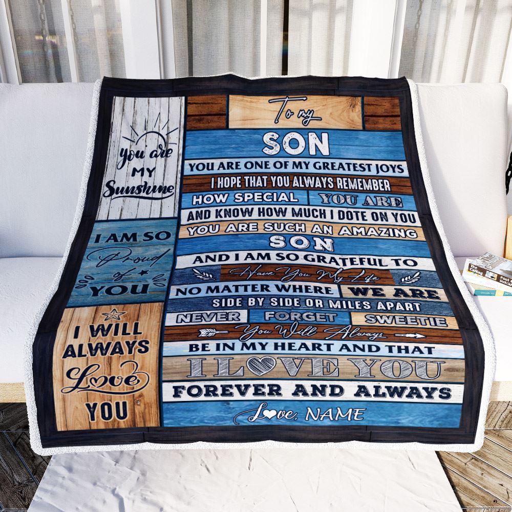 Personalized To My Son Blanket From Mom Dad Mother My Greatest Joys Son Birthday Graduation Christmas Customized Bed Fleece Throw Blanket | siriusteestore