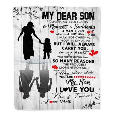 Personalized To My Son Blanket From Mom Mother I Love You Letters For Him Son Birthday Thanksgiving Graduation Christmas Customized Fleece Throw Blanket | siriusteestore