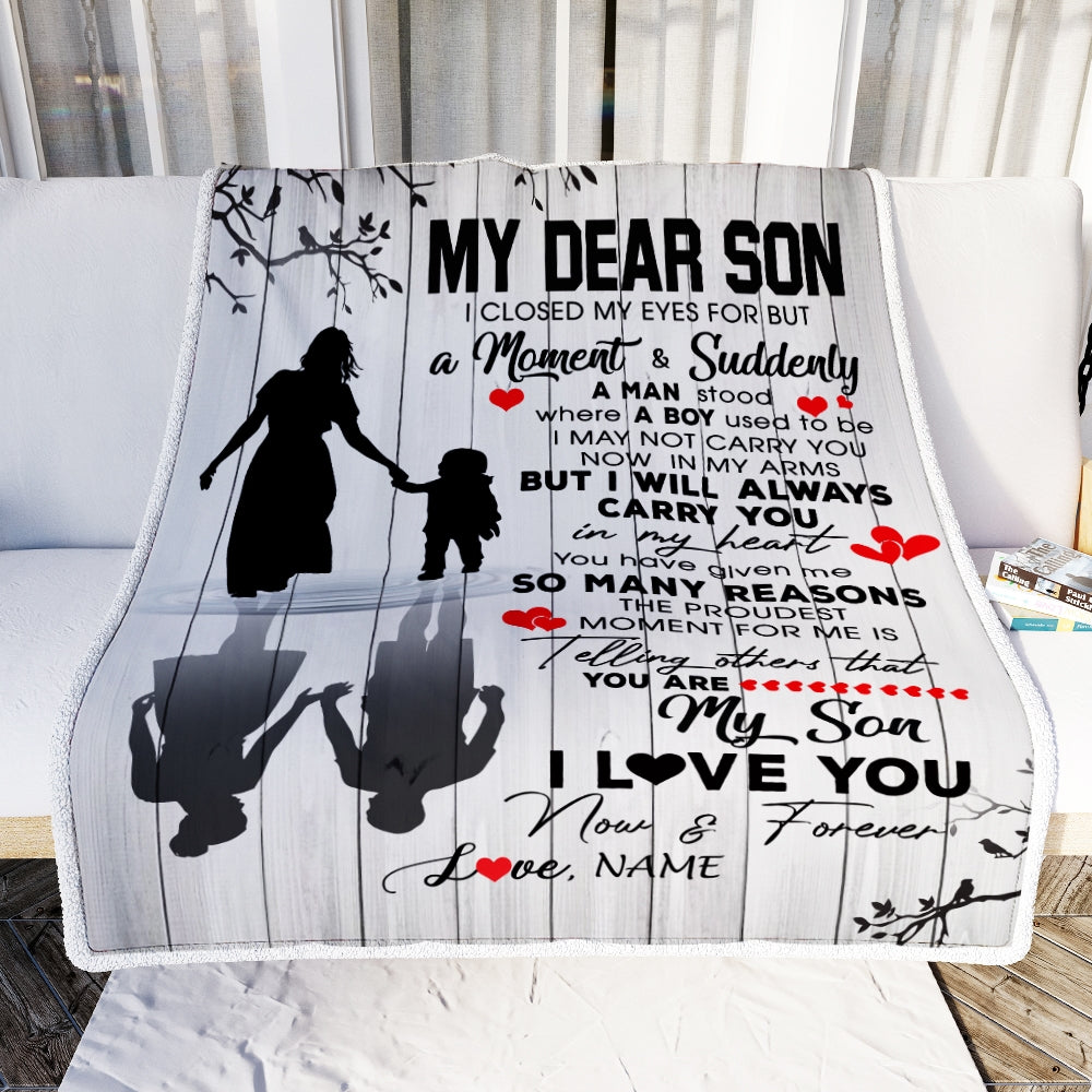 Personalized To My Son Blanket From Mom Mother I Love You Letters For Him Son Birthday Thanksgiving Graduation Christmas Customized Fleece Throw Blanket | siriusteestore