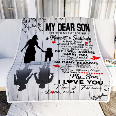 Personalized To My Son Blanket From Mom Mother I Love You Letters For Him Son Birthday Thanksgiving Graduation Christmas Customized Fleece Throw Blanket | siriusteestore