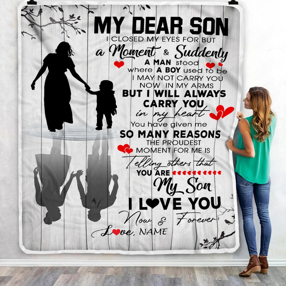 Personalized To My Son Blanket From Mom Mother I Love You Letters For Him Son Birthday Thanksgiving Graduation Christmas Customized Fleece Throw Blanket | siriusteestore