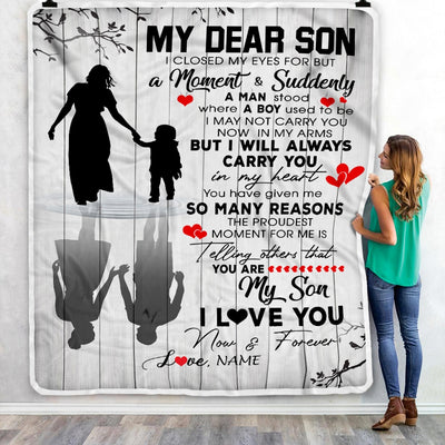 Personalized To My Son Blanket From Mom Mother I Love You Letters For Him Son Birthday Thanksgiving Graduation Christmas Customized Fleece Throw Blanket | siriusteestore