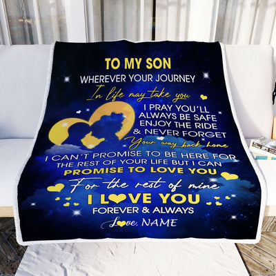 Personalized To My Son Blanket From Mom Mother Wherever Your Journey Son Birthday Graduation Christmas Customized Bed Fleece Throw Blanket | siriusteestore