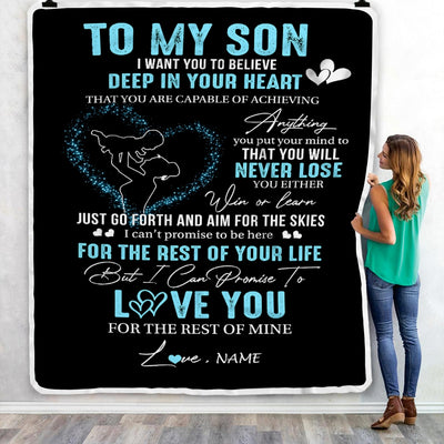 Personalized To My Son Blanket From Mom Promise To Love You Son Birthday Graduation Christmas Customized Bed Fleece Throw Blanket | siriusteestore