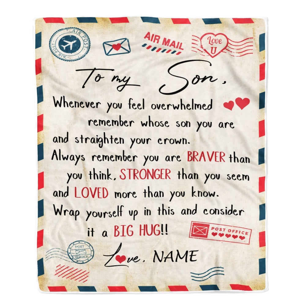 Personalized To My Son Blanket from Mom And Dad Mail Letter Son Birthday Graduation Christmas Customized Fleece Blanket | siriusteestore