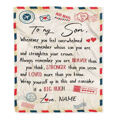 Personalized To My Son Blanket from Mom And Dad Mail Letter Son Birthday Graduation Christmas Customized Fleece Blanket | siriusteestore