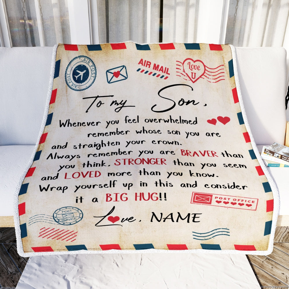 Personalized To My Son Blanket from Mom And Dad Mail Letter Son Birthday Graduation Christmas Customized Fleece Blanket | siriusteestore