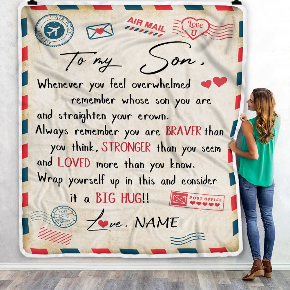 Personalized To My Son Blanket from Mom And Dad Mail Letter Son Birthday Graduation Christmas Customized Fleece Blanket | siriusteestore