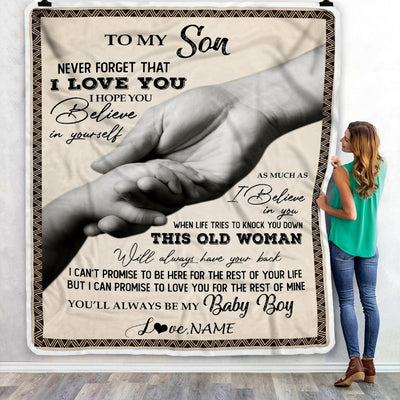 Personalized To My Son From Mom Never Forget That I Love You For Son Great Birthday Thanksgiving Graduation Christmas Bed Quilt Fleece Throw Blanket | siriusteestore