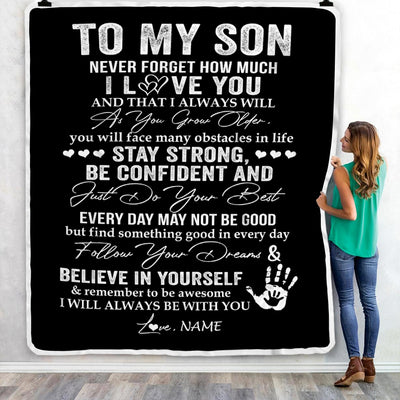 Personalized To My Son I Love You Forever From Mom Dad Son Birthday Christmas Thanksgiving Graduation Customized Fleece Blanket | siriusteestore