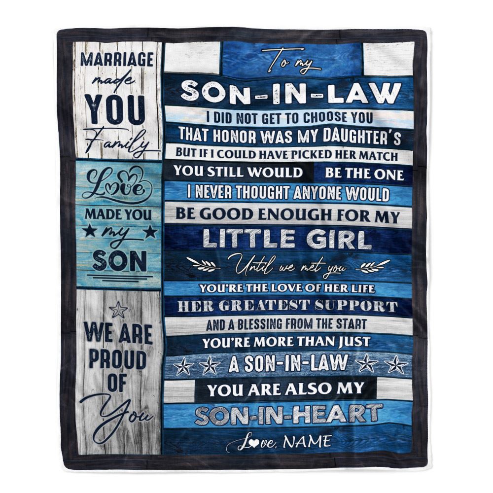 Personalized To My Son In Law Blanket From Mother In Law You're The Love Of Her Life Son In Law Birthday Christmas Father's Day Customized Fleece Blanket | siriusteestore