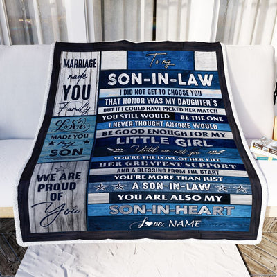 Personalized To My Son In Law Blanket From Mother In Law You're The Love Of Her Life Son In Law Birthday Christmas Father's Day Customized Fleece Blanket | siriusteestore