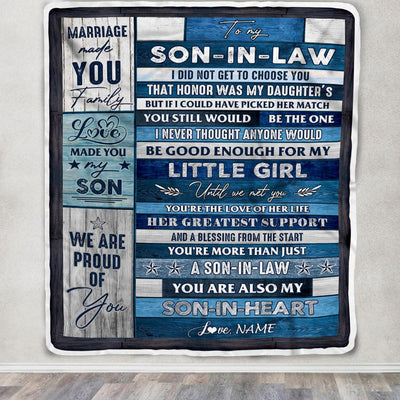 Personalized To My Son In Law Blanket From Mother In Law You're The Love Of Her Life Son In Law Birthday Christmas Father's Day Customized Fleece Blanket | siriusteestore