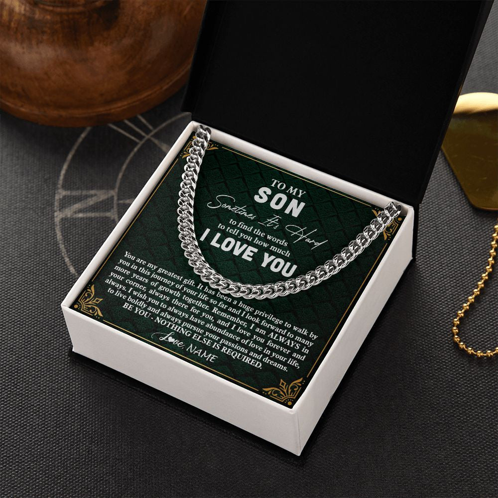 Cuban Link Chain Necklace | Personalized To My Son Necklace Cuban From Mom Dad Mother Father You Are My Greatest Gift Son Birthday Graduation Christmas Customized Gift Box Message Card | siriusteestore