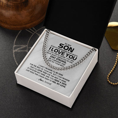 Cuban Link Chain Necklace | Personalized To My Son Necklace From Mom Dad Mother Father Always Remember I Love You Son Birthday Graduation Christmas Customized Gift Box Message Card | siriusteestore