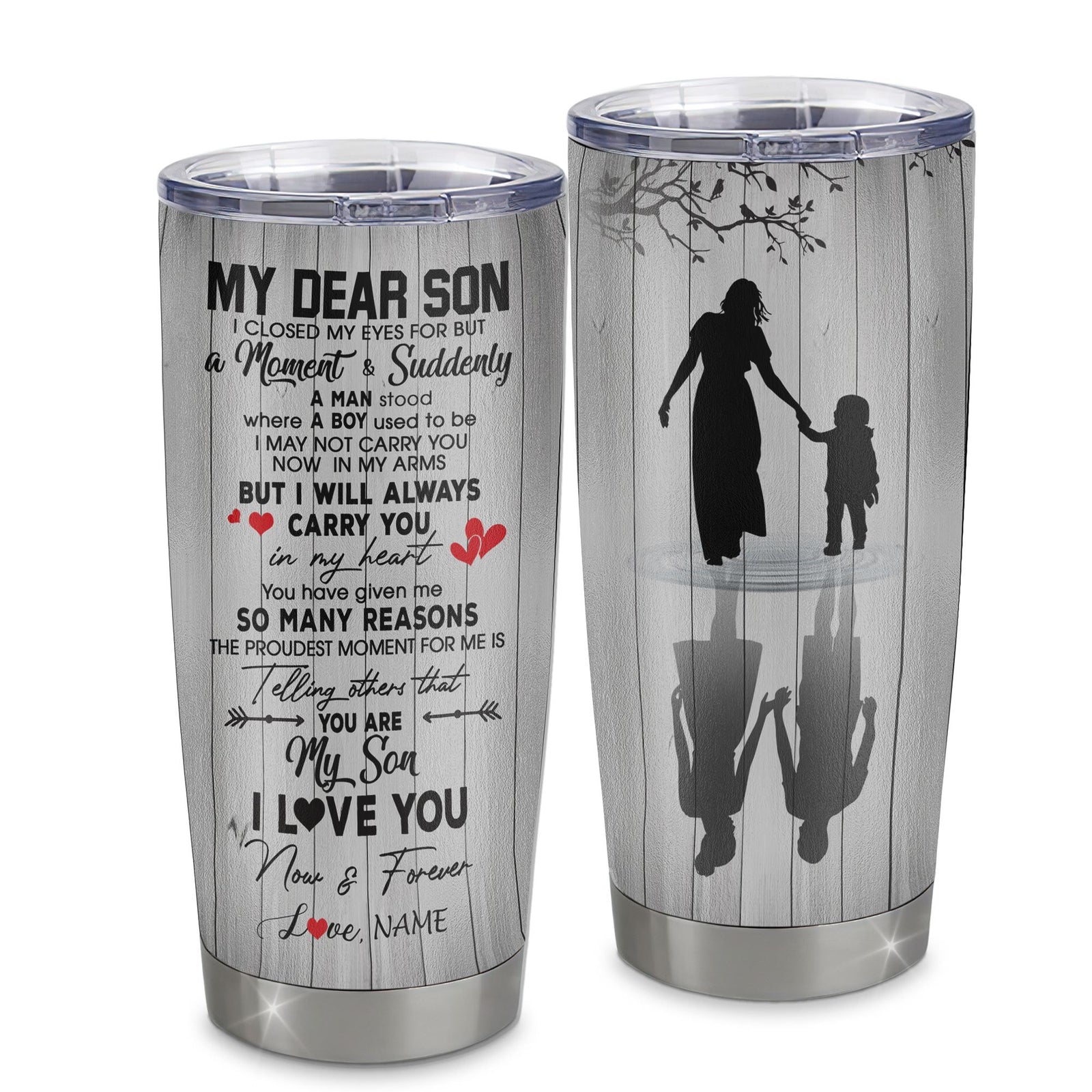 Personalized To My Son Nephew From Mom Mother Stainless Steel Cup I Love You Letters For Him Son Birthday Graduation Christmas Travel Mug | siriusteestore