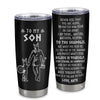 Personalized To My Son Tumbler Viking Stainless Steel Cup Never Feel You Are Alone Scandinavian Runes Viking Son Birthday Christmas Travel Mug | siriusteestore