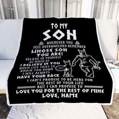Personalized To My Son Viking Blanket From Dad Father Whenever You Feel Overwhelmed Son Birthday Christmas Customized Bed Fleece Blanket | siriusteestore