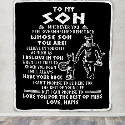 Personalized To My Son Viking Blanket From Dad Father Whenever You Feel Overwhelmed Son Birthday Christmas Customized Bed Fleece Blanket | siriusteestore