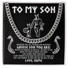 Cuban Link Chain Necklace | Personalized To My Son Viking Necklace From Dad Father Whenever You Feel Overwhelmed Son Birthday Christmas Customized Gift Box Message Card | siriusteestore