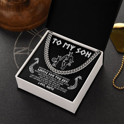 Cuban Link Chain Necklace | Personalized To My Son Viking Necklace From Dad Father Whenever You Feel Overwhelmed Son Birthday Christmas Customized Gift Box Message Card | siriusteestore