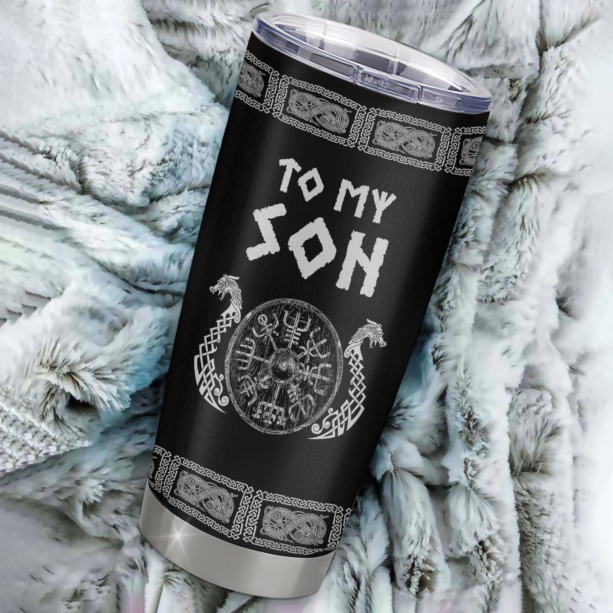 Personalized To My Son Viking Stainless Steel Tumbler Cup Never Feel You Are Alone Odin Scandinavian Norse Runes Son Birthday Christmas Christmas Travel Mug | siriusteestore