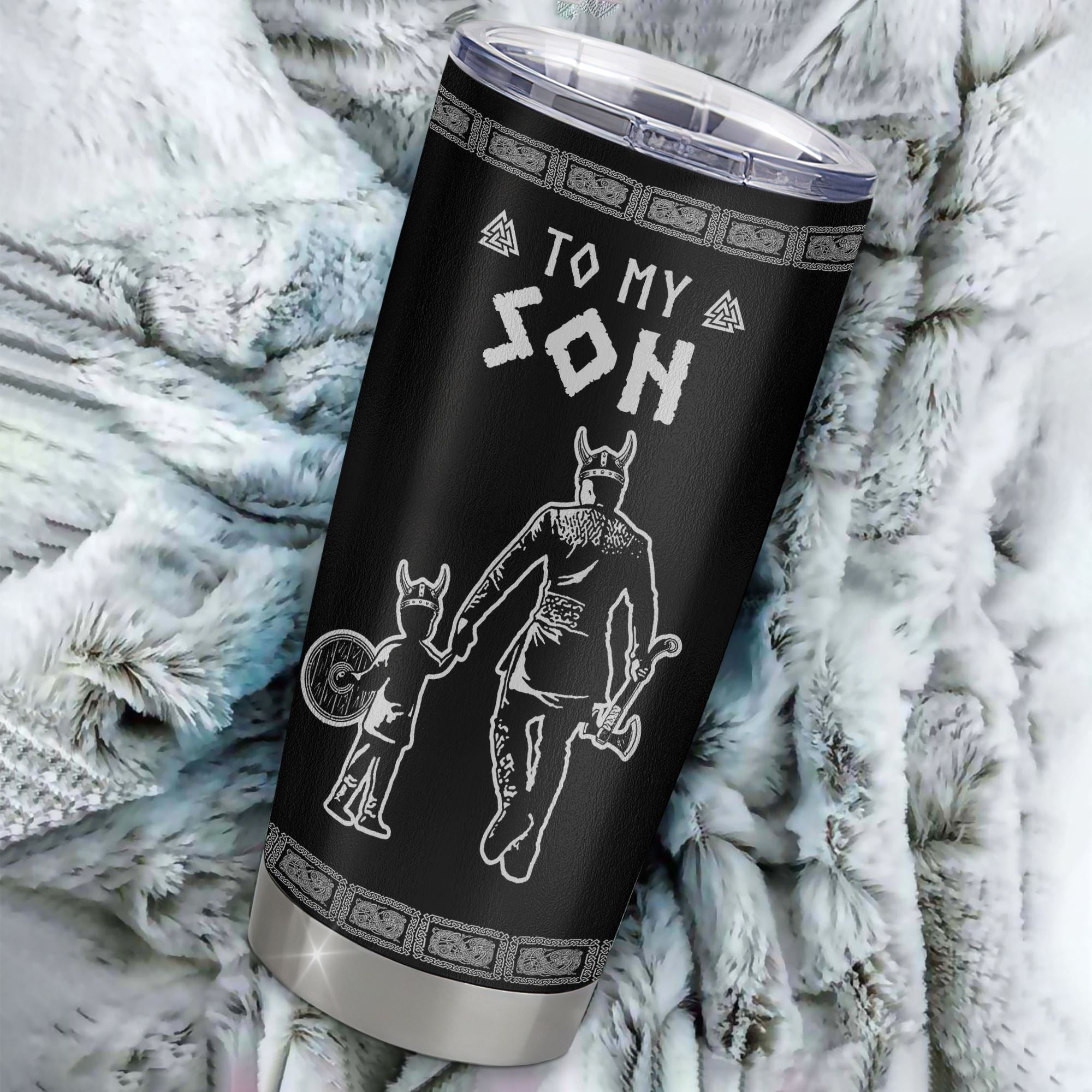 Personalized To My Son Viking Tumbler From Dad Father Stainless Steel Cup I Am So Proud Of You Runes Viking Son Birthday Christmas Travel Mug | siriusteestore