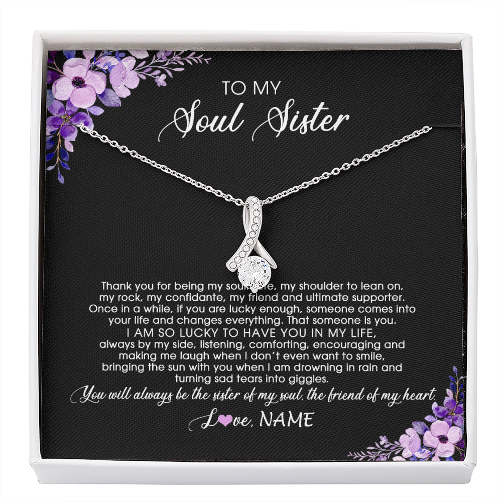 Alluring Beauty Necklace | Personalized To My Soul Sister Necklace from Sister The Friend Of My Heart Sister Jewelry Birthday Graduation Christmas Customized Gift Box Message Card | siriusteestore
