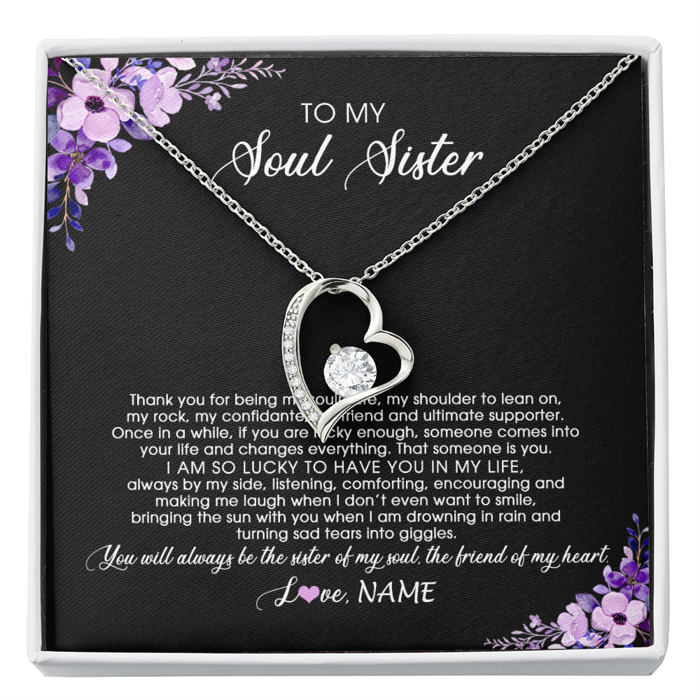 Forever Love Necklace | Personalized To My Soul Sister Necklace from Sister The Friend Of My Heart Sister Jewelry Birthday Graduation Christmas Customized Gift Box Message Card | siriusteestore