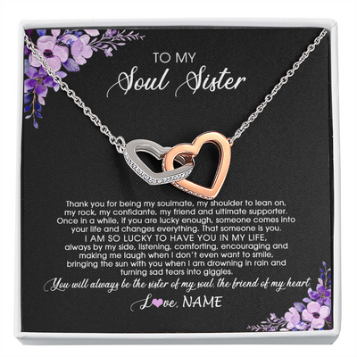 Interlocking Hearts Necklace | Personalized To My Soul Sister Necklace from Sister The Friend Of My Heart Sister Jewelry Birthday Graduation Christmas Customized Gift Box Message Card | siriusteestore