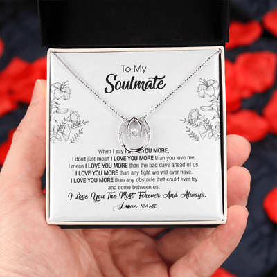 Lucky In Love Necklace | Personalized To My Soulmate Necklace For Women Future Wife Girlfriend Love You Birthday Anniversary Wedding Valentines Day Christmas Customized Message Card | siriusteestore