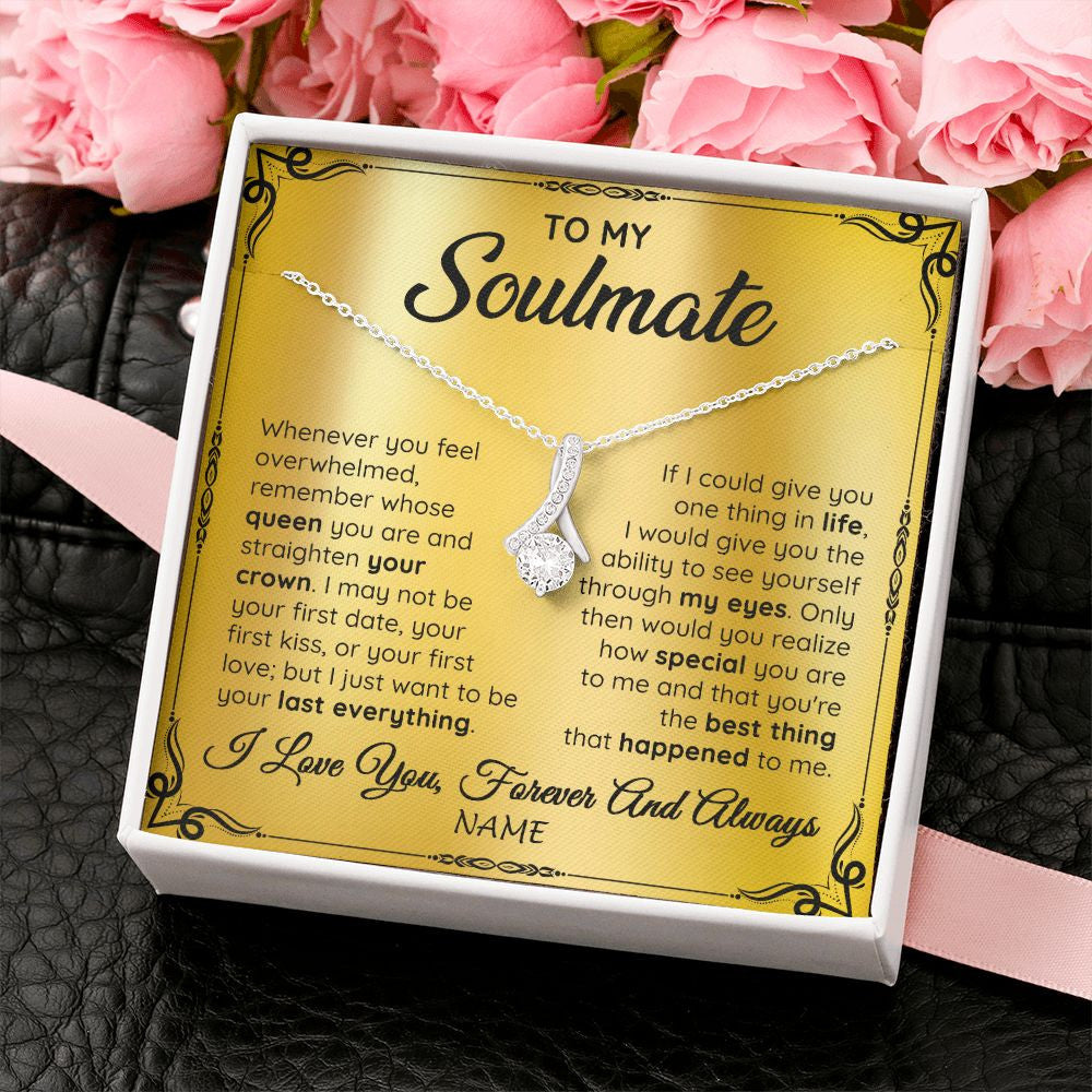 Alluring Beauty Necklace | Personalized To My Soulmate Necklace For Women Hot Wife Romantic From Husband Birthday Anniversary Wedding Valentines Day Customized Gift Box Message Card | siriusteestore