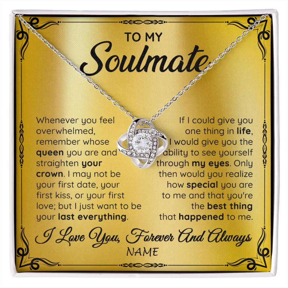 Love Knot Necklace | Personalized To My Soulmate Necklace For Women Hot Wife Romantic From Husband Birthday Anniversary Wedding Valentines Day Customized Gift Box Message Card | siriusteestore