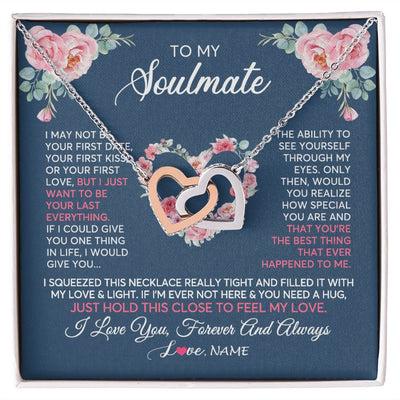 Interlocking Hearts Necklace | Personalized To My Soulmate Necklace I Love You Romantic For Girlfriend Future Wife Anniversary Wedding Birthday Christmas Customized Gift Box Message Card | siriusteestore