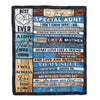 Personalized To My Special Aunt Blanket From Niece Nephew Wood Letter Best Aunt Ever Birthday Mothers Day Christmas Thanksgiving Customized Fleece Blanket | siriusteestore