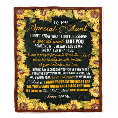 Personalized To My Special Aunt Blanket from Niece Nephew Thank you The Best Aunt Birthday Mothers Day Thanksgiving Christmas Customized Fleece Blanket | siriusteestore