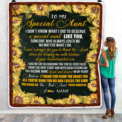 Personalized To My Special Aunt Blanket from Niece Nephew Thank you The Best Aunt Birthday Mothers Day Thanksgiving Christmas Customized Fleece Blanket | siriusteestore