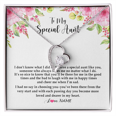 Forever Love Necklace | Personalized To My Special Aunt Necklace From Niece Nephew Deserve A Special Aunt Pendant Birthday Monthers Day Christmas Customized Gift Box Message Card | siriusteestore