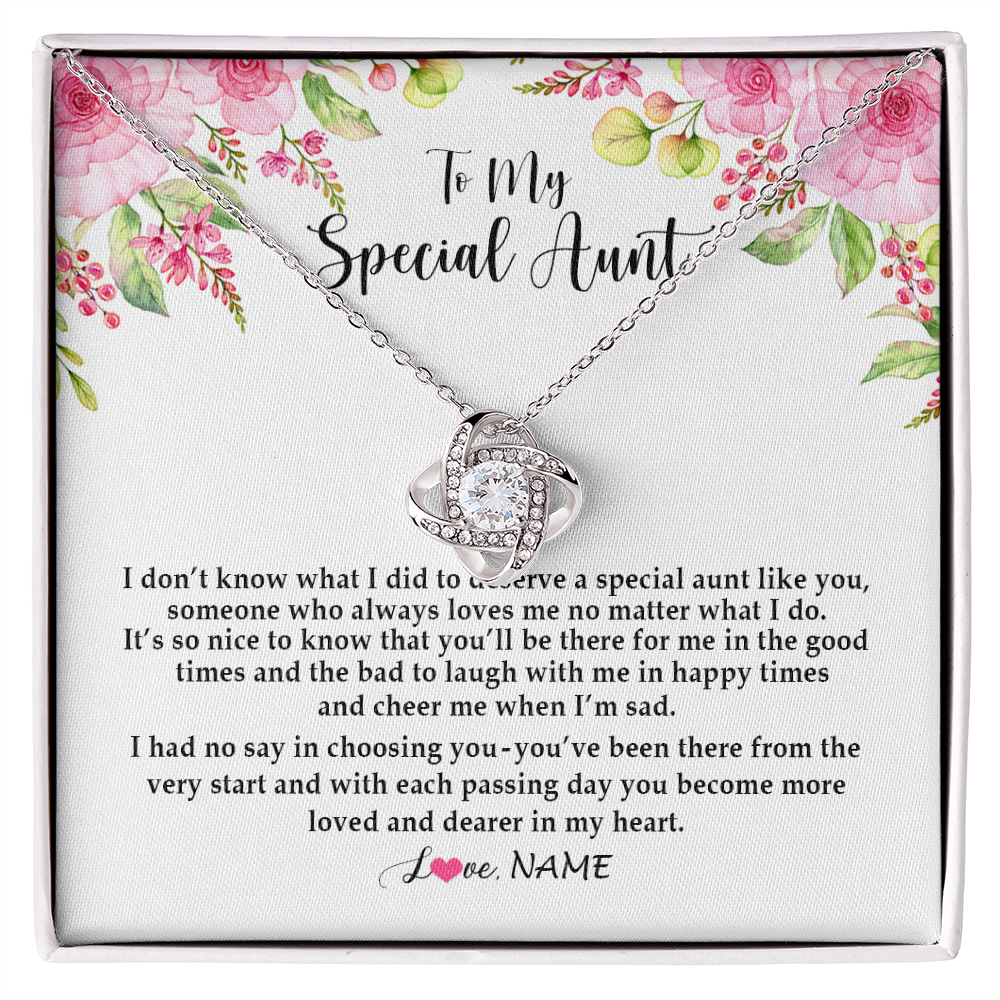 Love Knot Necklace | Personalized To My Special Aunt Necklace From Niece Nephew Deserve A Special Aunt Pendant Birthday Monthers Day Christmas Customized Gift Box Message Card | siriusteestore