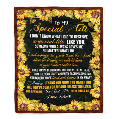 Personalized To My Special Titi Blanket From Niece Nephew Thank You The Best Titi Birthday Mothers Day Thanksgiving Christmas Customized Fleece Blanket | siriusteestore