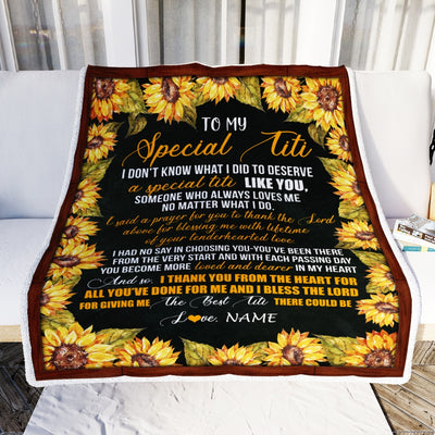 Personalized To My Special Titi Blanket From Niece Nephew Thank You The Best Titi Birthday Mothers Day Thanksgiving Christmas Customized Fleece Blanket | siriusteestore