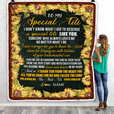 Personalized To My Special Titi Blanket From Niece Nephew Thank You The Best Titi Birthday Mothers Day Thanksgiving Christmas Customized Fleece Blanket | siriusteestore